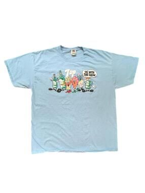 Fruit of the Loom Sky Blue Vintage Inspired 7up Tee - XL